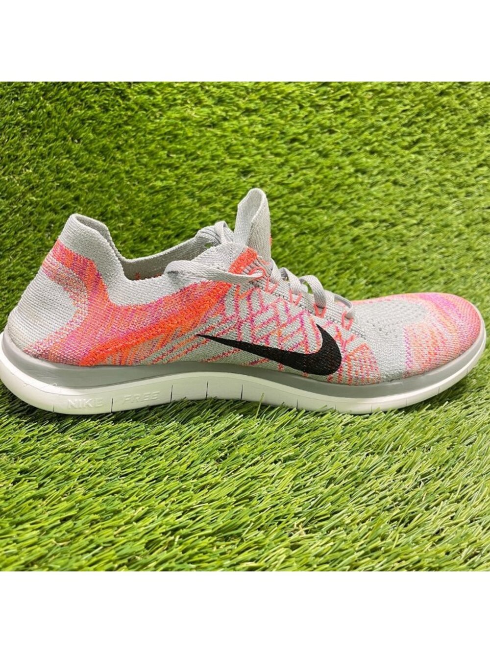 Nike Free 4.0 Flyknit Womens Size 11 Gray Pink Athletic Running Shoes Sneakers - Picture 4 of 10